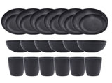 Wheat Straw Tableware Set Plate Dishes Water Cup Bowl Black V1294-YM0901-3118240128411