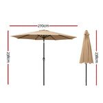 Instahut 2.7m Outdoor Umbrella Pole Stand Garden Sun Beige UMB-POLE-27-TIL-BG