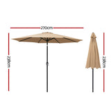 Instahut 2.7m Outdoor Umbrella Pole Stand Garden Sun Beige UMB-POLE-27-TIL-BG