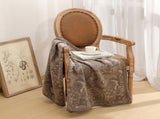 Brown Luxurious Paisley Jacquard Throw Blanket - Soft Wool Blend with Tassels, 120x150cm, V888-ELOSUNG27666
