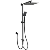 WELS Matt Black 2in1 Set Square 10" Shower Rain Head Handheld Adjustable Silde Rail V1233-HS002M4CBSC842BKSS110B