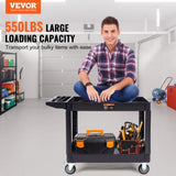 Utility Service Cart, 2 Shelf 550LBS Heavy Duty Plastic Rolling Utility Cart with 360&deg Swivel Wheels V952-DXSLSYTCDXCD2ZRGNV0