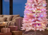 Christabelle 1.8m 6ft Pink Fairy Floss Christmas Tree Pre Lit RGB LED Flocked Slim Artificial I 112_WFLPF6
