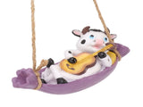 Cow Playing Guitar Garden Statue Vivid Cute Hanging Resin Cattle Sculpture Art Decoration for Lawn V1294-YM0521-3111230031913