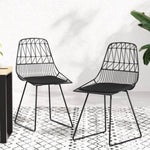 Gardeon 2PC Outdoor Dining Chairs Steel Lounge Chair Patio Garden Furniture ODF-CHAIR-ST8001-2X-BK