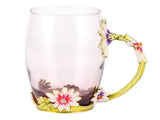 Glass Cup Innovative Flower Tea Cup with Spoon Drink Mug Birthday Christmas Festive GiftsGreen V1294-YM0901-3118210111814