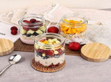 6 Pack 16oz Glass Oats Containers with Bamboo Lids Wide Mouth Salad Jars V1263-JX-5945