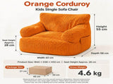 Kids Single Sofa Chair with Corduroy Fabric and Storage Pocket, Cozy Bean Bag Lounger for Children V1341-ZY-C5Q3UD7X-ORANGE