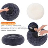 Calming Donut Pet Bed -Soft Faux Fur, Anti-Anxiety Fluffy Round Bed for Cats and Small Dogs V888-ELOSUNG10265