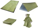 Emergency Shelter Kit with Survival Tent Mylar Blanket Sleeping Bag and Poncho for Camping and V1237-MS-912-058
