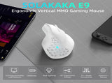 Solakaka E9 3 Mode Vertical Ergonomic Mouse, Bluetooth 5.3 USB 2.4G Wired Tri-Mode Rechargeable V1300-E9-WHITE