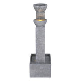 Gardeon Solar Fountain Water Feature Outdoor Fountain Indoor 3-Tier Cascading Grey FOUNT-B-MUSHROOM-2LVL-GR
