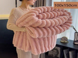 Mini Portable Bunny Plush Blanket Thick Flannel Travel Knee Throw Kids Blanket Dusty Pink 100150cm V1221-XM-LB5573-ZS195