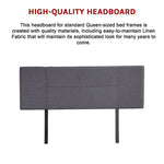 Linen Fabric Queen Bed Headboard Bedhead - Grey V63-800777