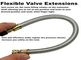 Valve Stem Extensions,4Pcs 7Inch/180mm Dual Flexible Stainless Steel Braided Valve Stem Extenders V1192-AZ-W-20905