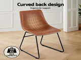 Artiss 4x Dining Chairs Retro PU Leather Kitchen Lounge Cafe Accent Chair Brown UPHO-C-DIN-2503-BRX4
