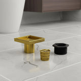 15x15cm Square Shower Drain with Removable Tile Insert Grate Brushed Gold 304SS, CUPC Certified V63-955541