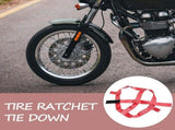 Portable Motorcycle Tail Cargo Tie Down Straps Red Durable Nylon with Easy Ratchet Use V1192-AZ-W-28346