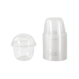 100 Pack Disposable Plastic Cups with Dome Cross Lids 8.45 Ounce Clear Round Fruit Containers for V1192-AZ-W-24188