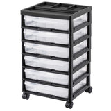 Scrapbook Rolling Storage Cart 6-Tier Large Capacity with 6 Clear Cases Black V952-JTZCCHTZ6CJT66C1SV0