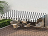 Instahut Retractable Folding Arm Awning Manual Sunshade 4.5Mx3M Grey White AWN-B-ARM-45X30-GRWH