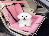 Pink Plush Dog Car Booster Seat - 2-in-1 Travel Bed for Small Dogs with Washable Cover V888-ELOSUNG34333