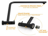WELS Matt Black Shower Set 12" Large Rain Head Handheld Sliding Rail Arm Round Mixer V1233-C4902B22PHR003M4CBKSR112BKRD201B