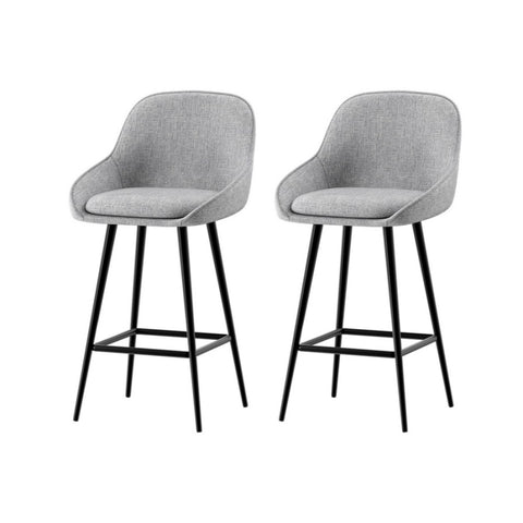 Artiss 2x Bar Stools Upholstered Stool Counter Seat Kitchen Dining Chairs BA-TW-8089-GYX2