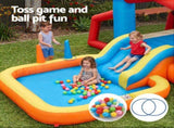 Keezi Inflatable Kids Pool Play Park Jumping Castle Volleyball Net with Blower Balls 4mx4.37m IOT-PARK-2746