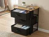 CARLA HOME 3 Drawer Fabric Storage Dresser - Steel Frame - Black - Storage Rack - Rustic V178-36405