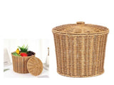 Imitation Rattan Storage Bask With Lid Large Capacity Multi-Purpose Woven Organizer Dirty Clothes V1370-AZ4-09298