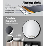 Embellir 2 Wall Mirror Makeup 50cm Home Decor Framed Mirrors Bathroom Round Black MM-E-WALL-ROU-BK-50-X2