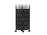 Artiss Storage Trolley Kitchen Cart 5 Tiers Storage Rack Black STR-5T-ROT-BK