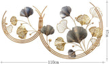 3D Handmade Metal Art Decor,Golden Ginkgo Leaves Metal Decor with Frame, Gold Metal Art V1338-MN-AU-GS1630A