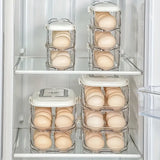 (Single row and three floors)Egg Holder for Fridge Stackable Pull Out Drawer with Handle Removable V1385-JDH-WU-904-002