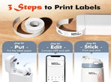 3 Rolls Bluetooth Thermal Label Printer, Portable Wireless Sticker Maker with Smart APP 40 Fonts for V1237-ZY-924-096