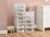 CARLA HOME 12-Pack Clear Stackable Shoe Storage Boxes - White - Shoe Box Storage V178-36402