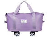 Light Purple Large Capacity Travel Bag with Expandable Design, Waterproof & Wet-Dry Separation, 360&deg V888-ELOSUNG13068