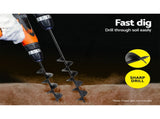 Giantz Power Garden Spiral Auger Hole Digger Earth Drill Bit 75x300 & 600mm PP-10-75X3600-BK