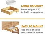 10-inch Paper Plate Dispenser, Under Cabinet Bamboo Plates Holder, Kitchen Counter Vertical Plate V1366-AZ2-W-05030