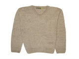 100% Shetland Ragg Wool V Neck Knit Jumper Pullover Mens Sweater Knitted - Oat Marle - L V563-SW-VN-OATMRL03-L