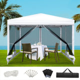 Instahut Gazebo Pop Up Marquee 3x3m Wedding Party Outdoor Camping Tent Canopy Shade Mesh Wall White GAZEBO-POP-M-FG-3X3-WH