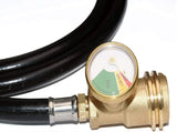 5 Feet Propane Tank Extension Hose with Gauge -Leak Detector Replacement for Gas Grill, Heater and V1188-CYX-DP-284