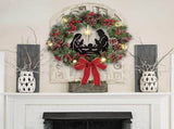 Christmas Wreath with Jesus Red Berry Pine Cone Nativity Scene LED Lights String Wreath Mixed V1294-YM0714-10306698