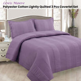 Lewis Mauve 3 Pce Lightly Quilted Polyester Cotton Coverlet Set Queen V442-STT-COVERLET-LEWIS-MAUVE-QS