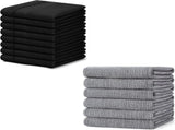 Homaxy 100% Cotton Dish Cloths, 8 Pack - 12 x 12 Inches, Black and Flat and Terry Dish Towels V1258-DP02-F-174