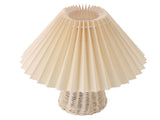 Pleated Table Lamp with Remote Control Modern Beige Fabric Shade Rattan Base Nightstand Lamp for V1294-YM0901-3119240061911