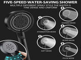High Pressure Adjustable Shower Head with 1.5M Hose, Anti-Limescale V1263-JX-5187