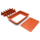 Baking Pan with Divider 18 Compartment Mold Baking Tray with Cutter Built in Slicer Brown V1369-AZ3-W-21159