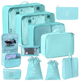 Portable Luggage Sorting Storage Set, 11 Pcs Travel Garment Pouches Equipped With Dual Drawstring V1221-XM-LB2626-GM101